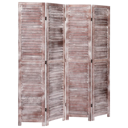 Divisorio a 4 Pannelli Marrone 140x165 cm in Legno