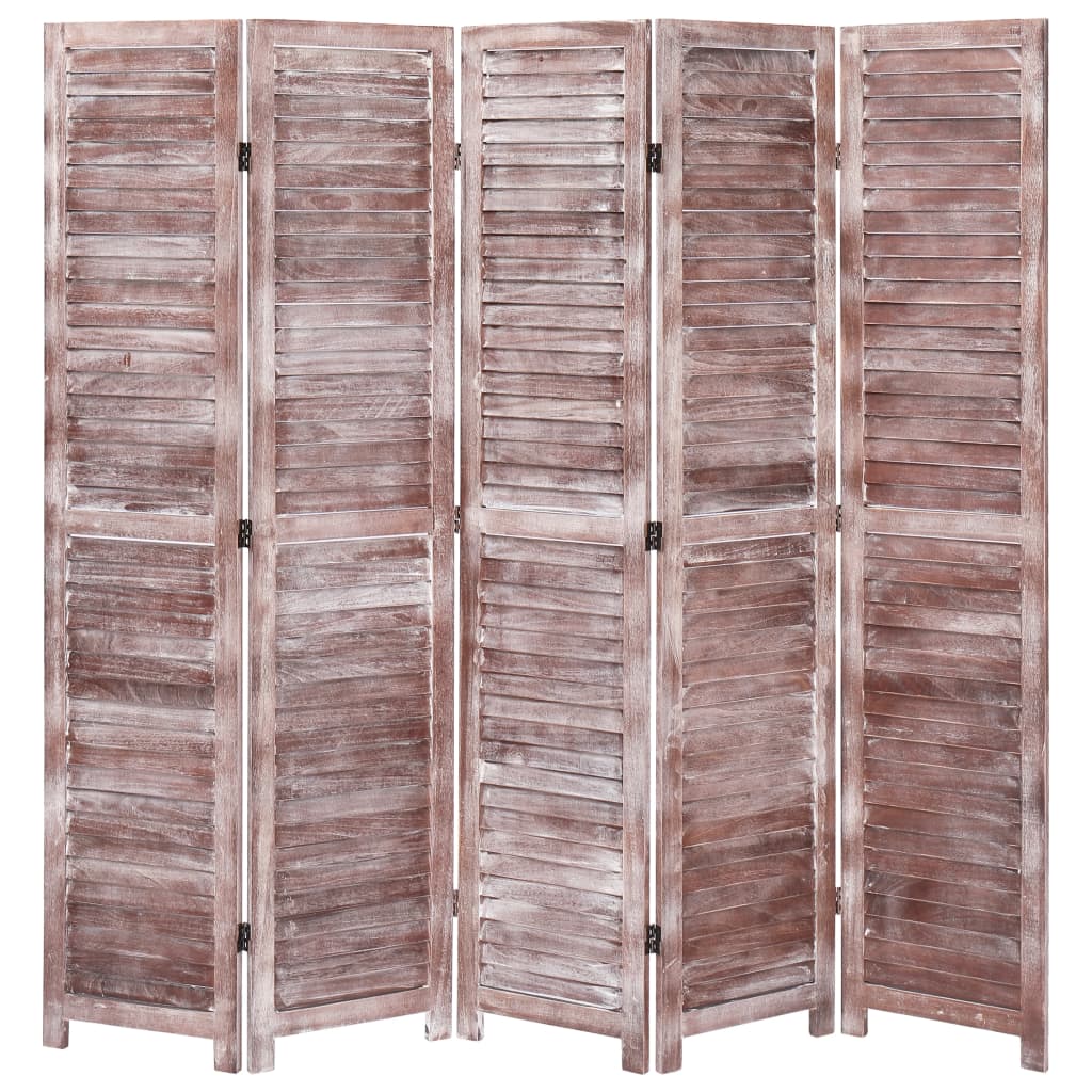 Divisorio a 5 Pannelli Marrone 175x165 cm in Legno