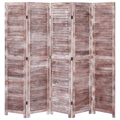 Divisorio a 5 Pannelli Marrone 175x165 cm in Legno