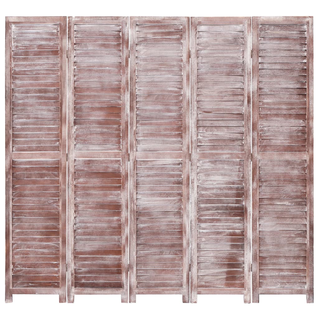 Divisorio a 5 Pannelli Marrone 175x165 cm in Legno