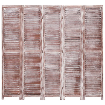 Divisorio a 5 Pannelli Marrone 175x165 cm in Legno