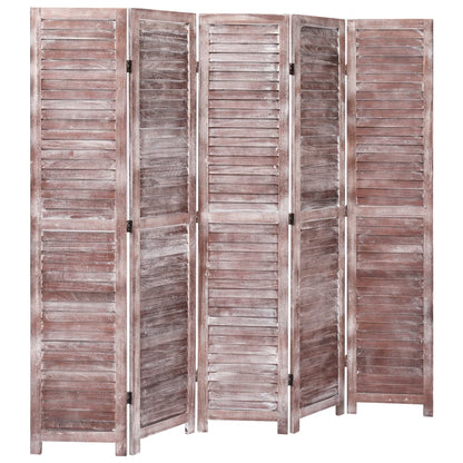 Divisorio a 5 Pannelli Marrone 175x165 cm in Legno