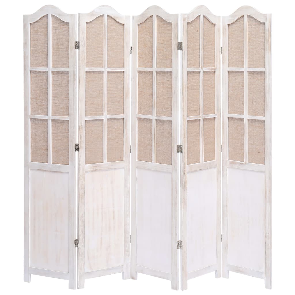 Divisorio a 5 Pannelli Bianco 175x165 cm in Tessuto