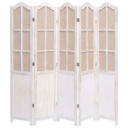 Divisorio a 5 Pannelli Bianco 175x165 cm in Tessuto