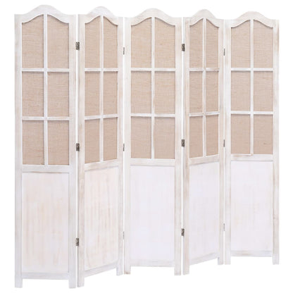Divisorio a 5 Pannelli Bianco 175x165 cm in Tessuto