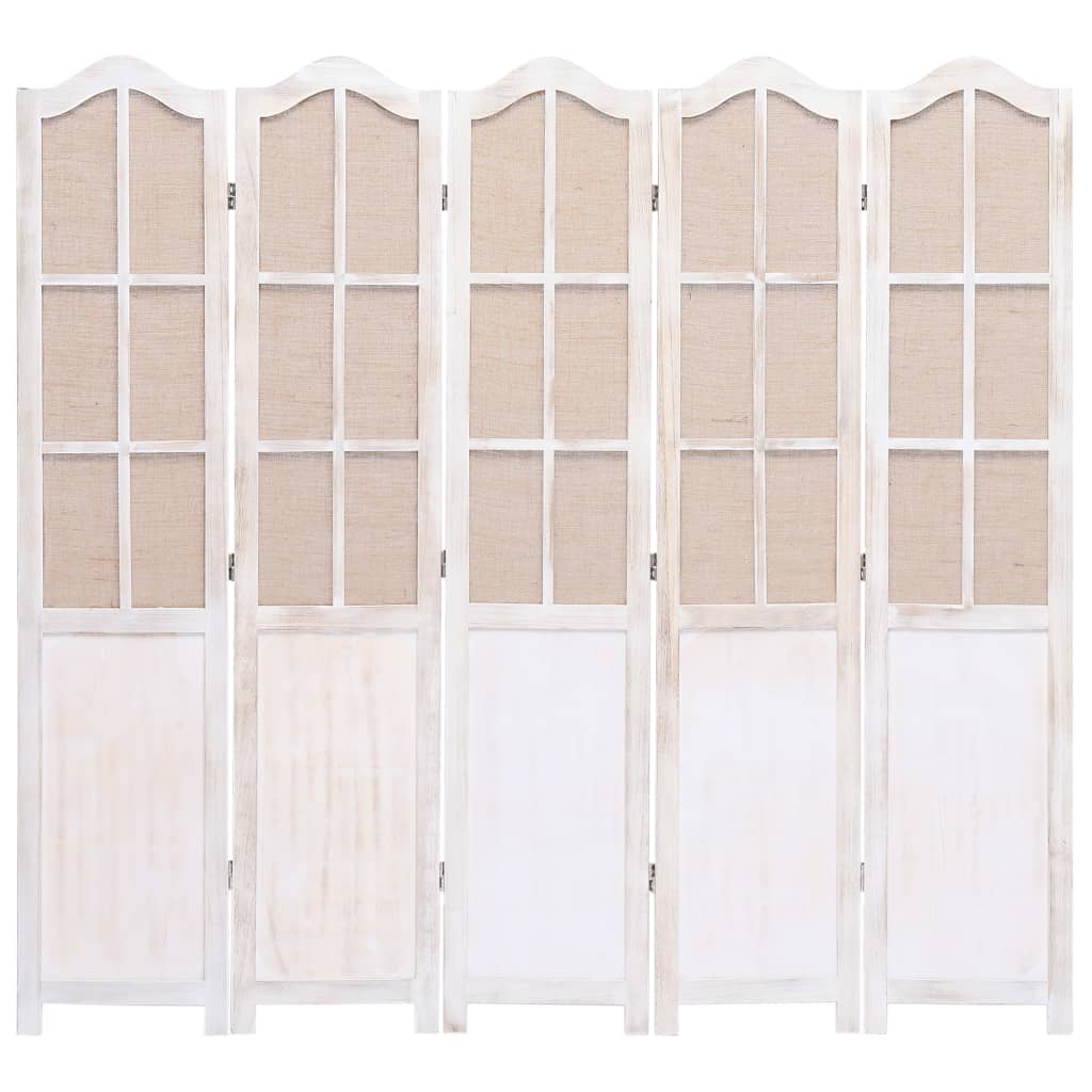 Divisorio a 5 Pannelli Bianco 175x165 cm in Tessuto