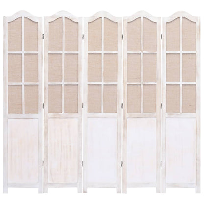 Divisorio a 5 Pannelli Bianco 175x165 cm in Tessuto