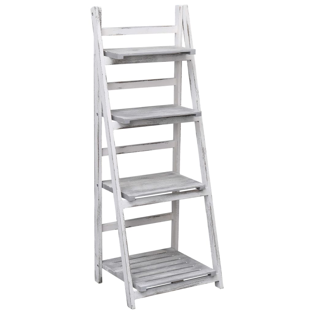 Piedistallo per Piante a 4 Livelli Grigio 43x33x113 cm in Legno