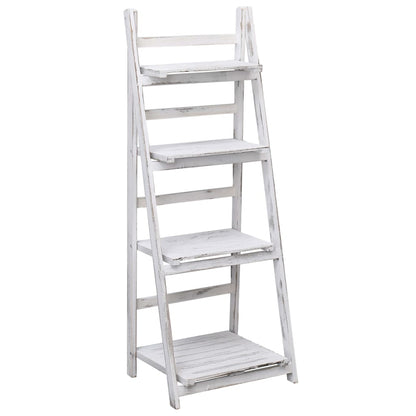 Piedistallo per Piante a 4 Livelli Bianco 43x33x113 cm in Legno