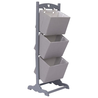 Contenitore a 3 Livelli Grigio Scuro 35x35x102 cm in Legno