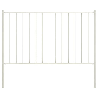 Pannello Recinzione con Pali Acciaio Verniciato 1,7x1m Bianco