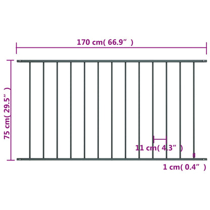 Pannello di Recinzione Acciaio Verniciato 1,7x0,75 m Antracite