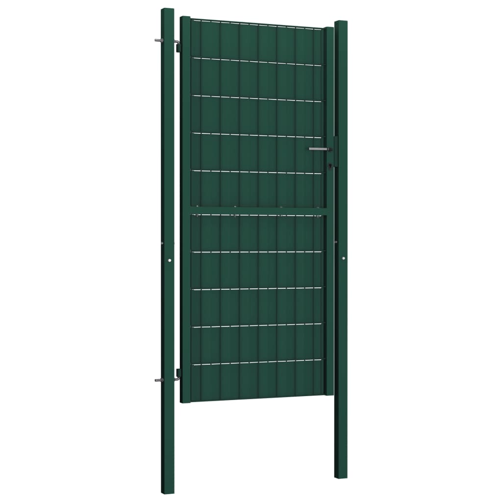 Cancello per Recinzione in PVC e Acciaio 100x124 cm Verde
