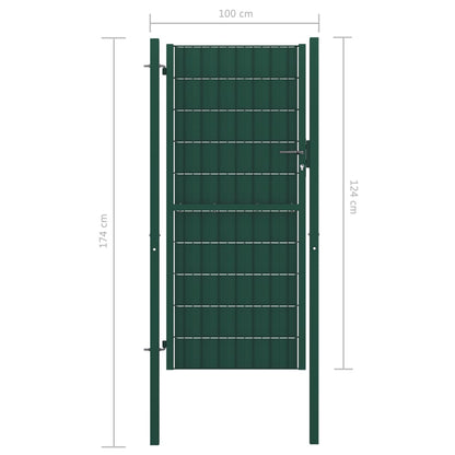 Cancello per Recinzione in PVC e Acciaio 100x124 cm Verde