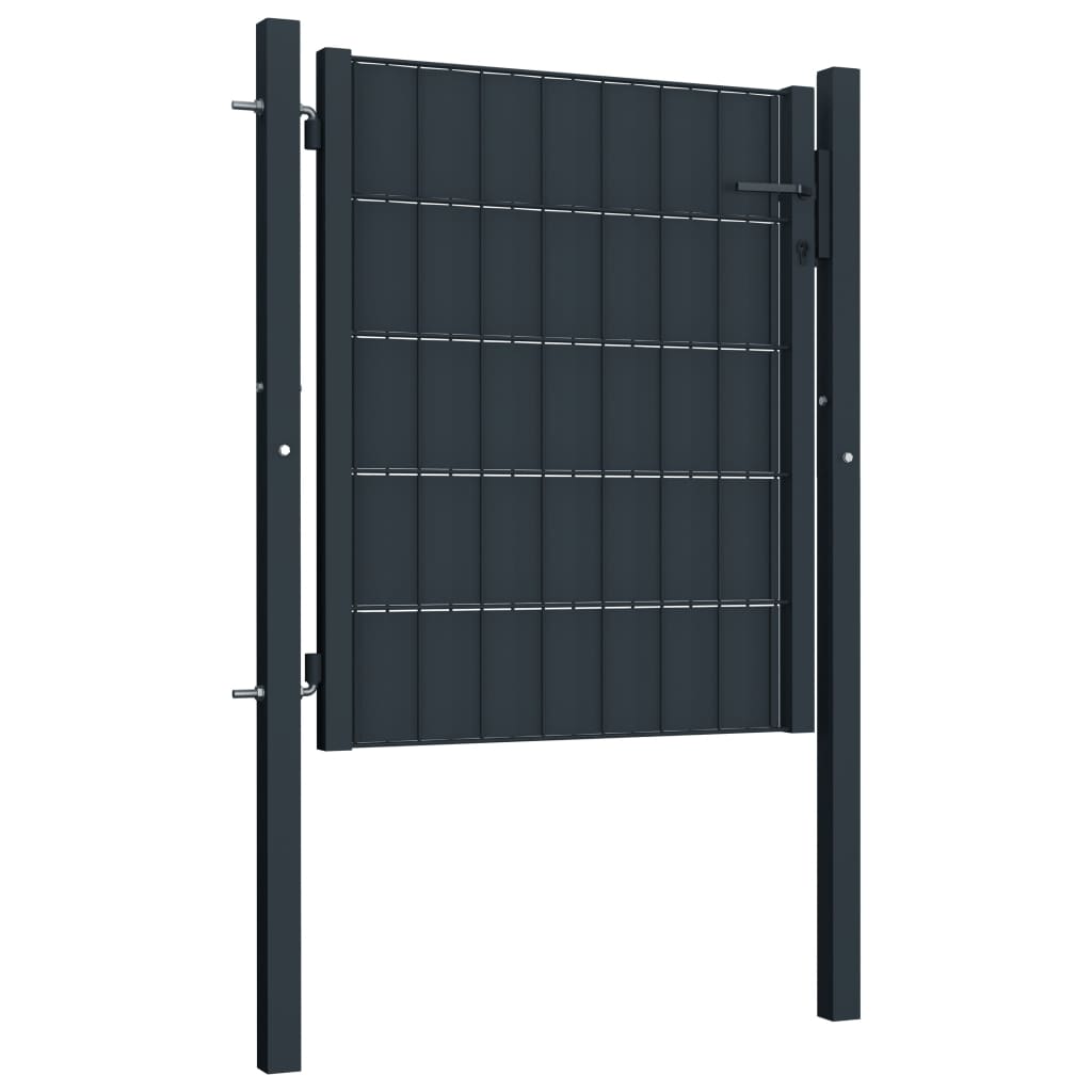 Cancello in PVC e Acciaio 100x101 cm Antracite