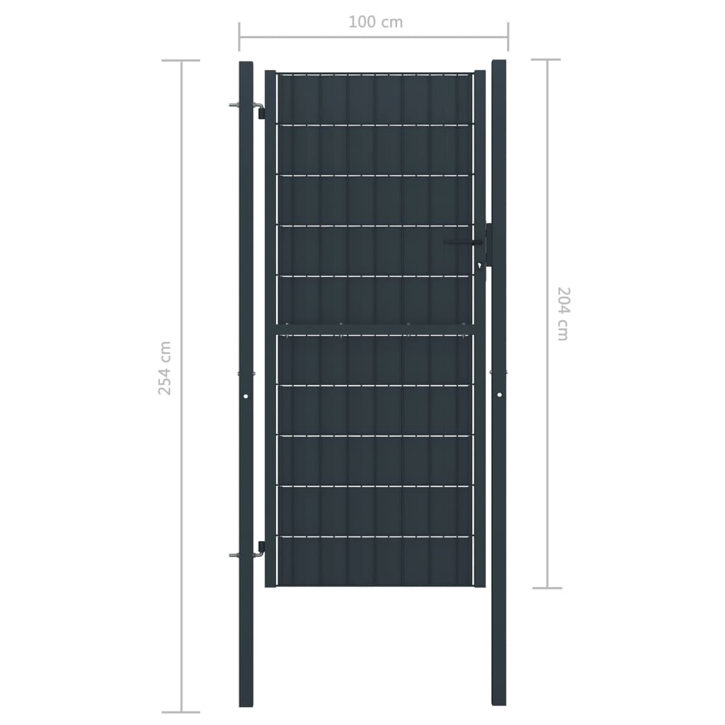 Cancello per Recinzione in PVC e Acciaio 100x204 cm Antracite