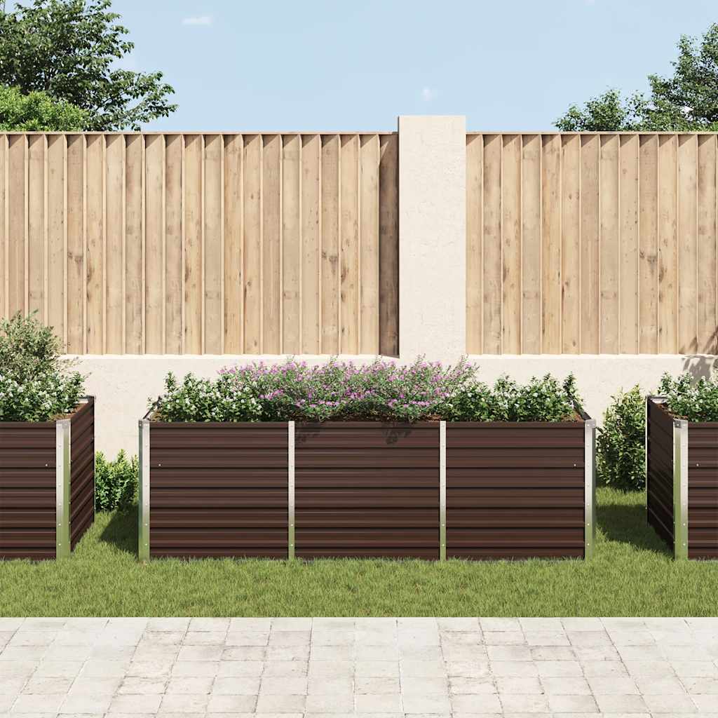Letto Rialzato Giardino Marrone 240x80x77 cm in Acciaio Zincato