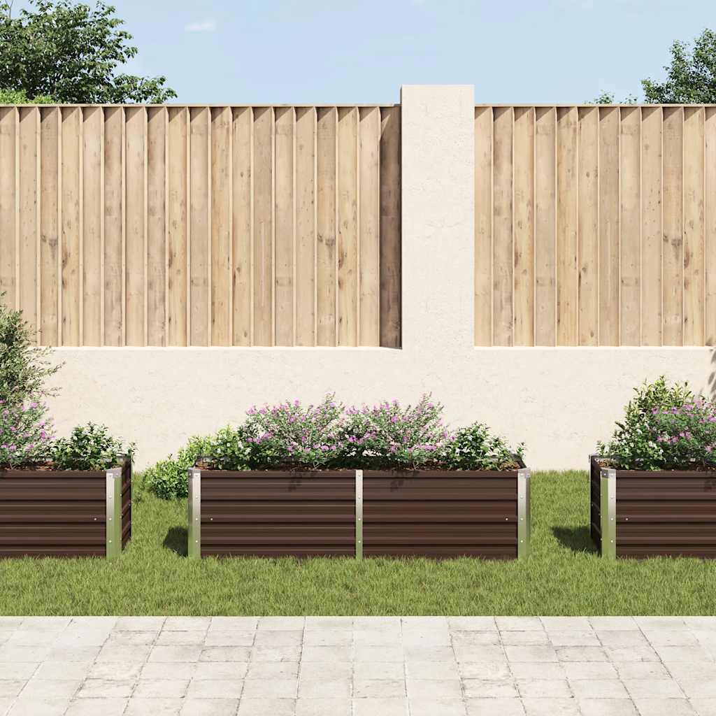 Letto Rialzato Giardino Marrone 160x40x45 cm in Acciaio Zincato