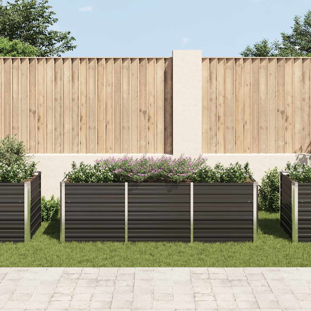 Fioriera per Giardino Antracite 240x80x77 cm in Acciaio Zincato
