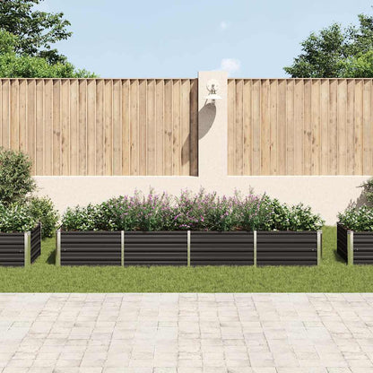 Letto Rialzato Giardino Antracite 320x80x45 cm Acciaio Zincato