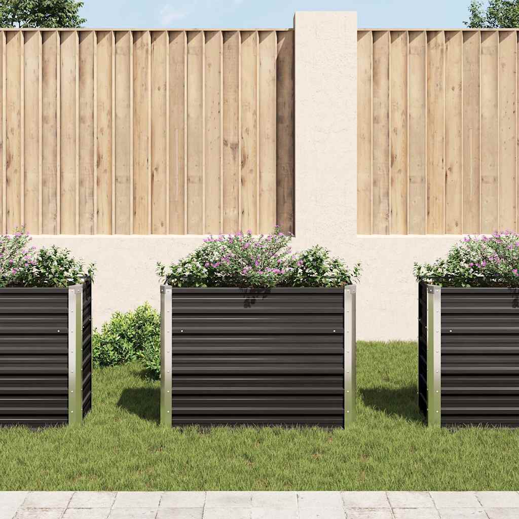 Fioriera per Giardino Antracite 100x40x77 cm in Acciaio Zincato