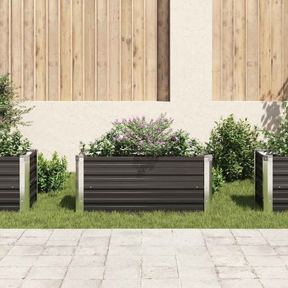 Fioriera per Giardino Antracite 100x40x45 cm in Acciaio Zincato