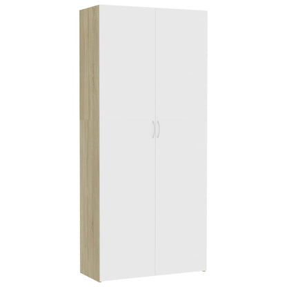 Armadietto Bianco Rovere Sonoma 80x35,5x180cm Legno Multistrato