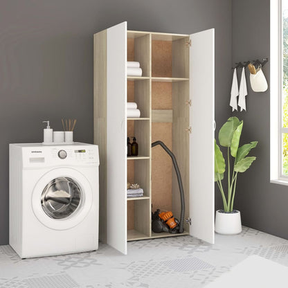 Armadietto Bianco Rovere Sonoma 80x35,5x180cm Legno Multistrato