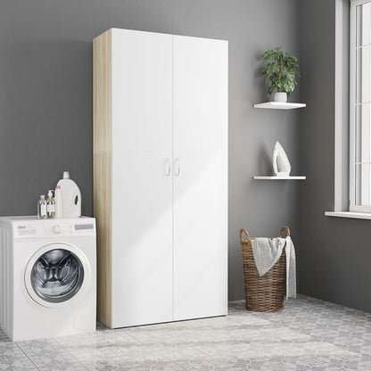 Armadietto Bianco Rovere Sonoma 80x35,5x180cm Legno Multistrato