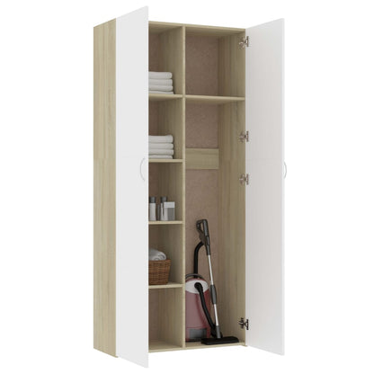 Armadietto Bianco Rovere Sonoma 80x35,5x180cm Legno Multistrato