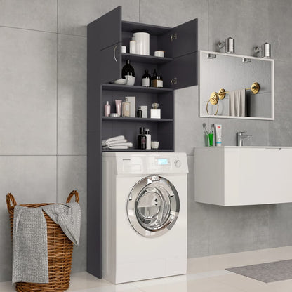 Mobile per Lavatrice Grigio 64x25,5x190 cm in Multistrato