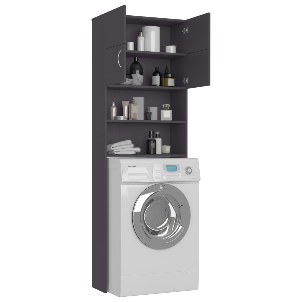 Mobile per Lavatrice Grigio 64x25,5x190 cm in Multistrato