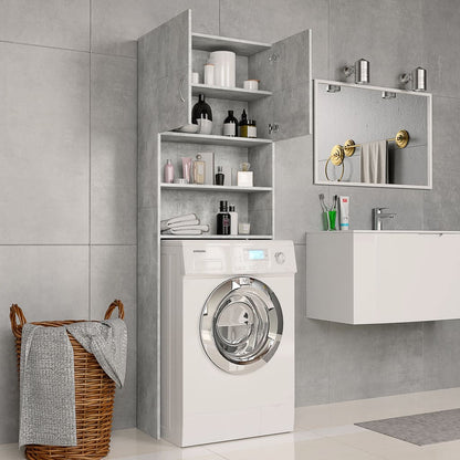 Mobile Lavatrice Grigio Cemento 64x25,5x190cm Legno Multistrato