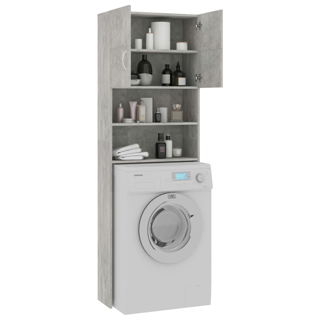 Mobile Lavatrice Grigio Cemento 64x25,5x190cm Legno Multistrato