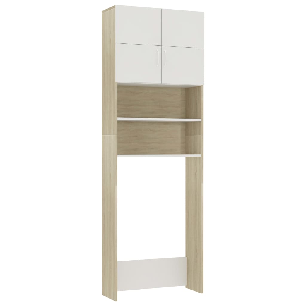 Mobile per Lavatrice Bianco e Rovere Sonoma 64x25,5x190 cm