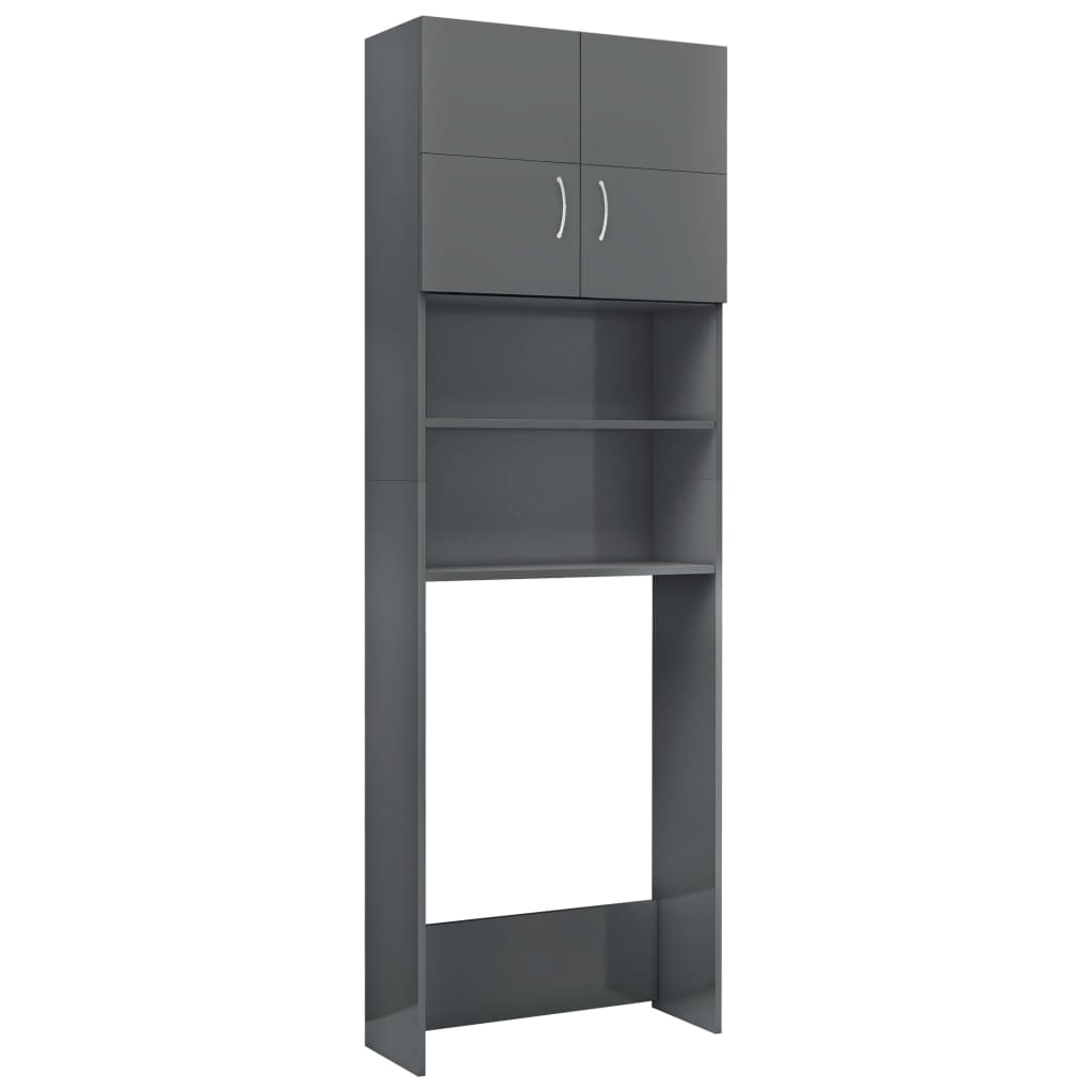 Mobile per Lavatrice Grigio Lucido 64x25,5x190 cm