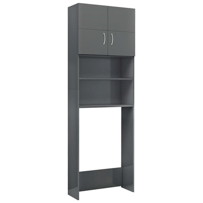 Mobile per Lavatrice Grigio Lucido 64x25,5x190 cm