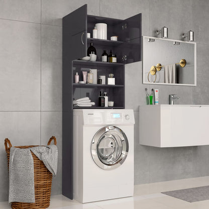Mobile per Lavatrice Grigio Lucido 64x25,5x190 cm