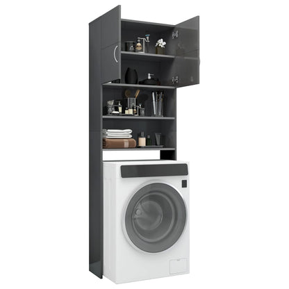 Mobile per Lavatrice Grigio Lucido 64x25,5x190 cm