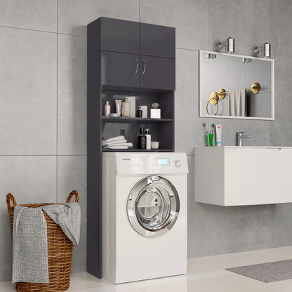 Mobile per Lavatrice Grigio Lucido 64x25,5x190 cm