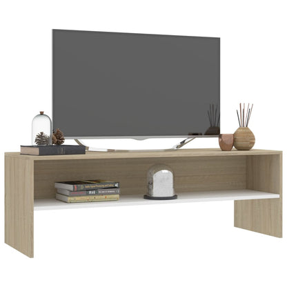 Mobile TV Bianco e Rovere Sonoma 120x40x40cm Legno Multistrato