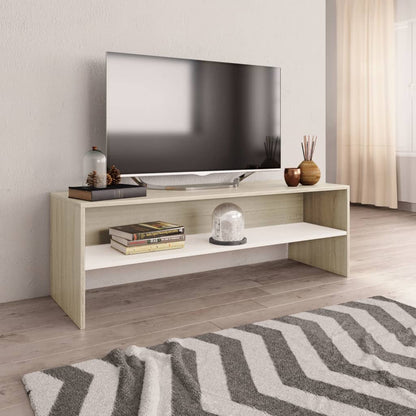 Mobile TV Bianco e Rovere Sonoma 120x40x40cm Legno Multistrato