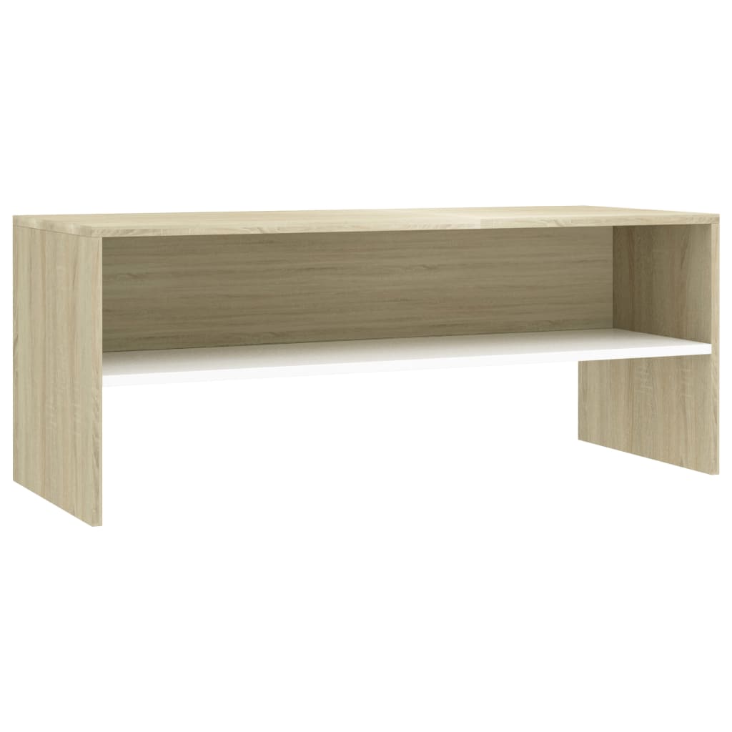 Mobile TV Bianco e Rovere Sonoma 100x40x40 cm Legno Multistrato