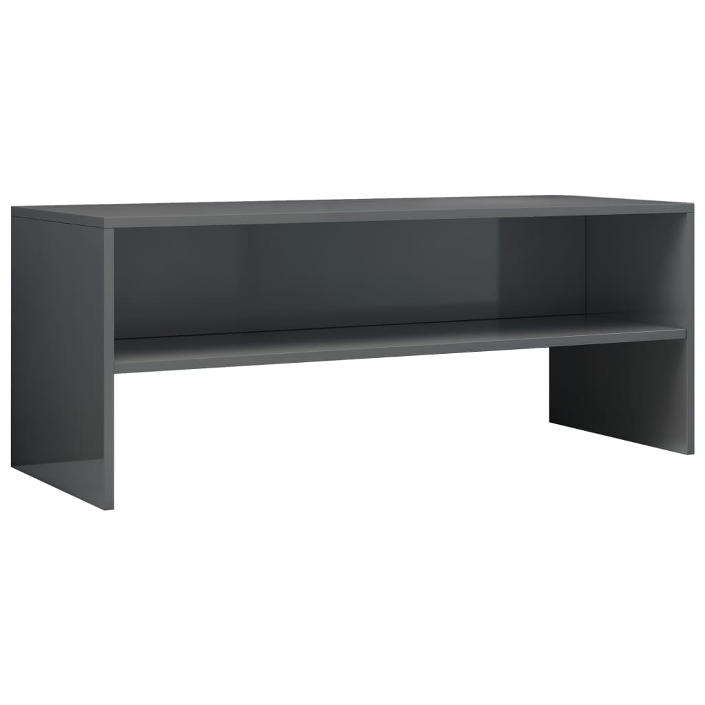 Mobile Porta TV Grigio Lucido 100x40x40 cm in Legno Multistrato