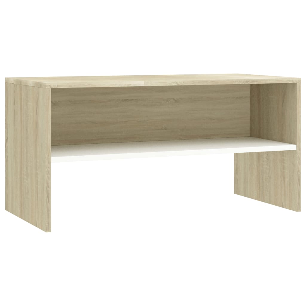 Mobile TV Bianco e Rovere Sonoma 80x40x40 cm Legno Multistrato
