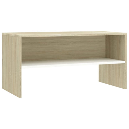 Mobile TV Bianco e Rovere Sonoma 80x40x40 cm Legno Multistrato