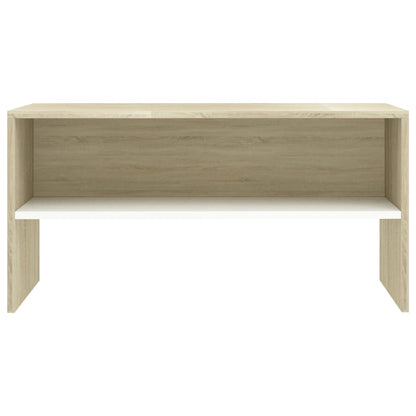 Mobile TV Bianco e Rovere Sonoma 80x40x40 cm Legno Multistrato