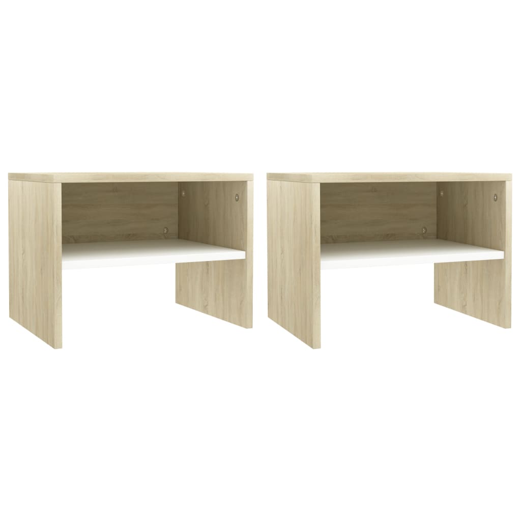 Comodini 2 pz Bianco e Rovere Sonoma 40x30x30 cm