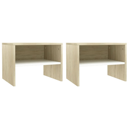 Comodini 2 pz Bianco e Rovere Sonoma 40x30x30 cm
