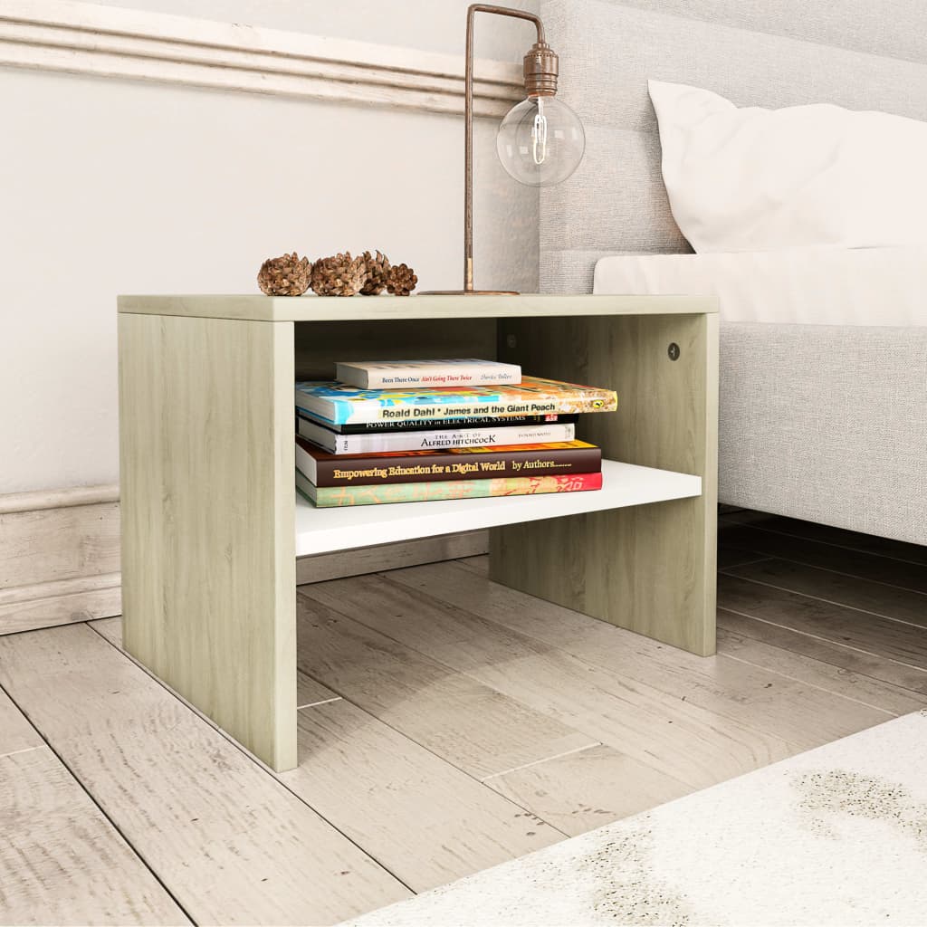 Comodini 2 pz Bianco e Rovere Sonoma 40x30x30 cm